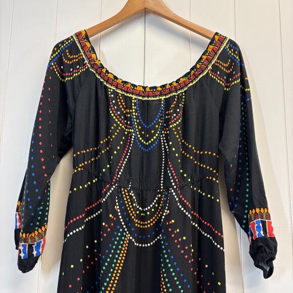 Flying Tomato Women Boho Indie Cottage Tribal Maxi Dress Size L Hippie Trad Wife - Picture 8 of 8